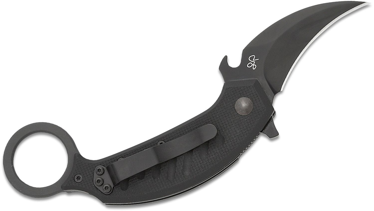 Fox FX-826 Pikal Liner Lock Folding Karambit 2.36 N690Co Black Pikal  Blade, Black G10 Handles - KnifeCenter - 01FX985