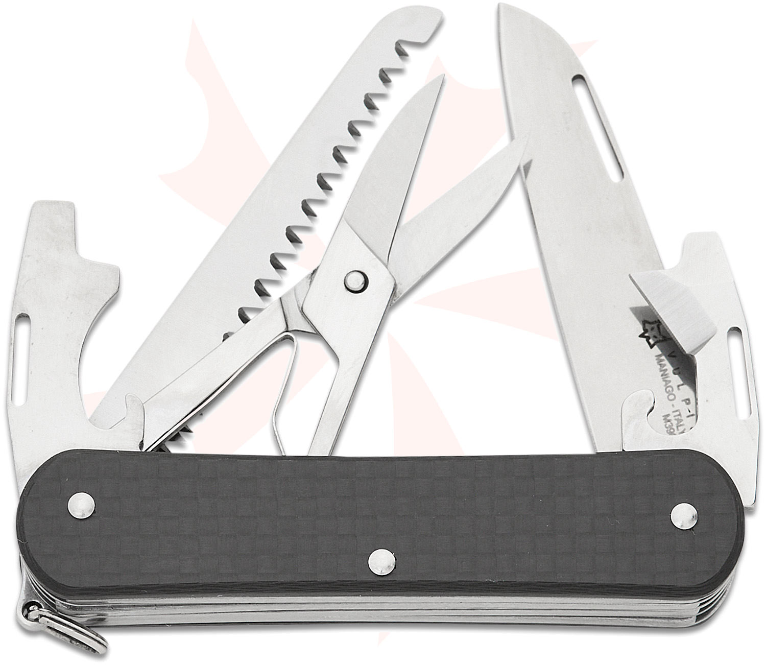 Fox Knives VULPIS FX-VP130-3 CF Multi Tool Pocket Knife Stainless Steel M390