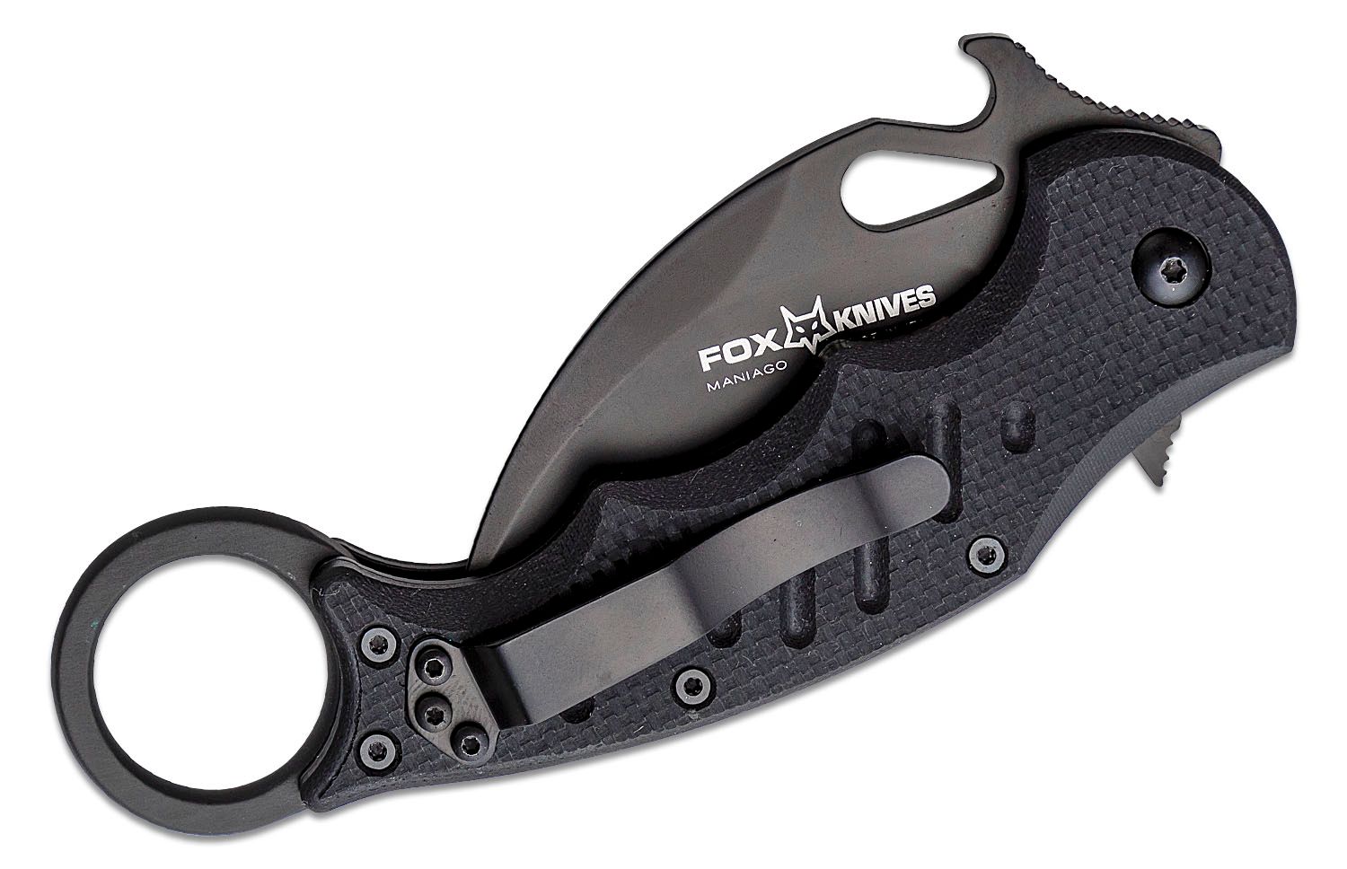 Fox 479 Folding Karambit Flipper 3.2 Black N690Co Plain Blade, Black G10  Handles - KnifeCenter - 01FX479