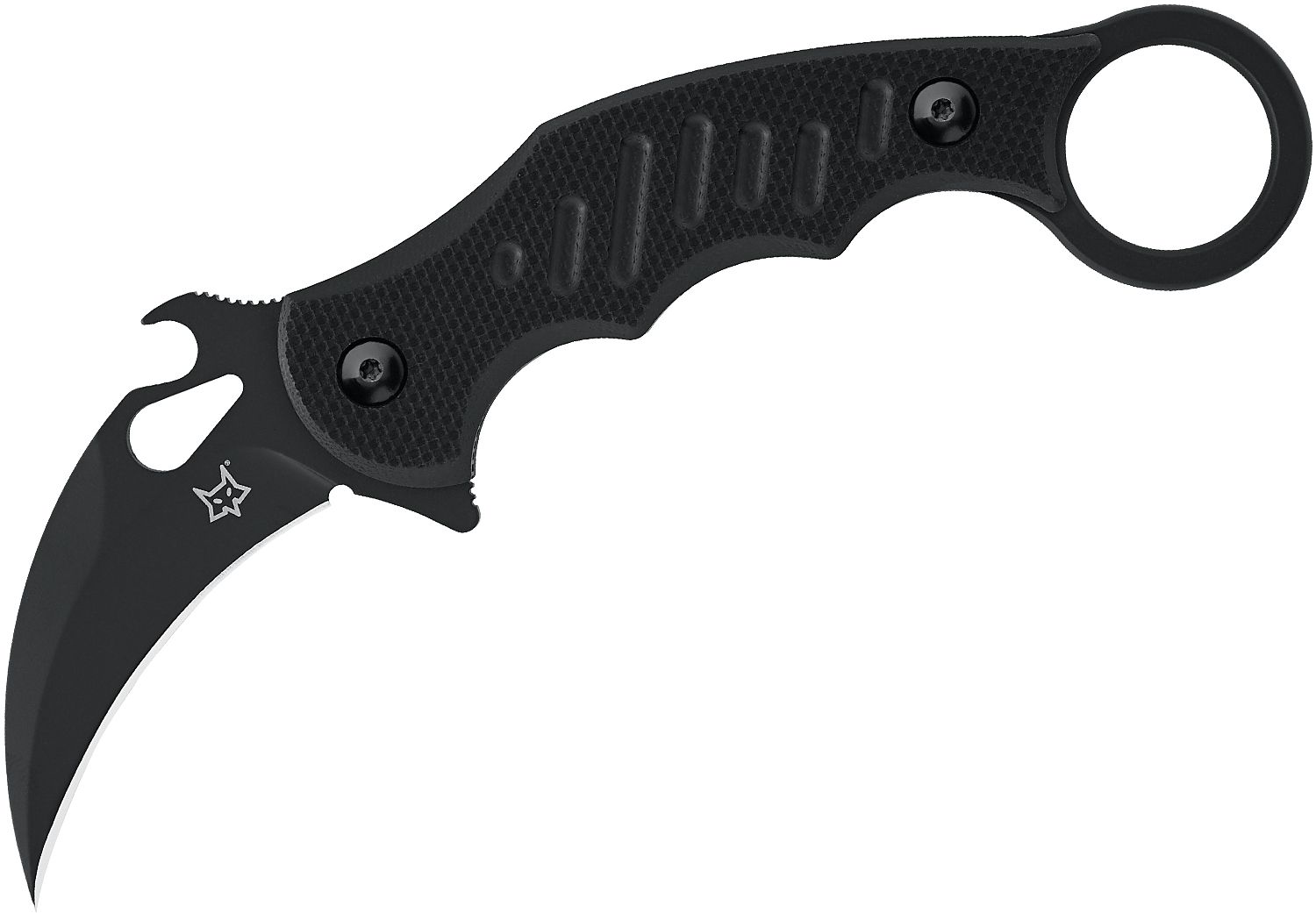underholdning Brandmand Samarbejdsvillig Fox FX-598 Fixed Blade Karambit Knife 2.36" Black Plain Blade, Black G10  Handles, Kydex Sheath - KnifeCenter - 02FX700