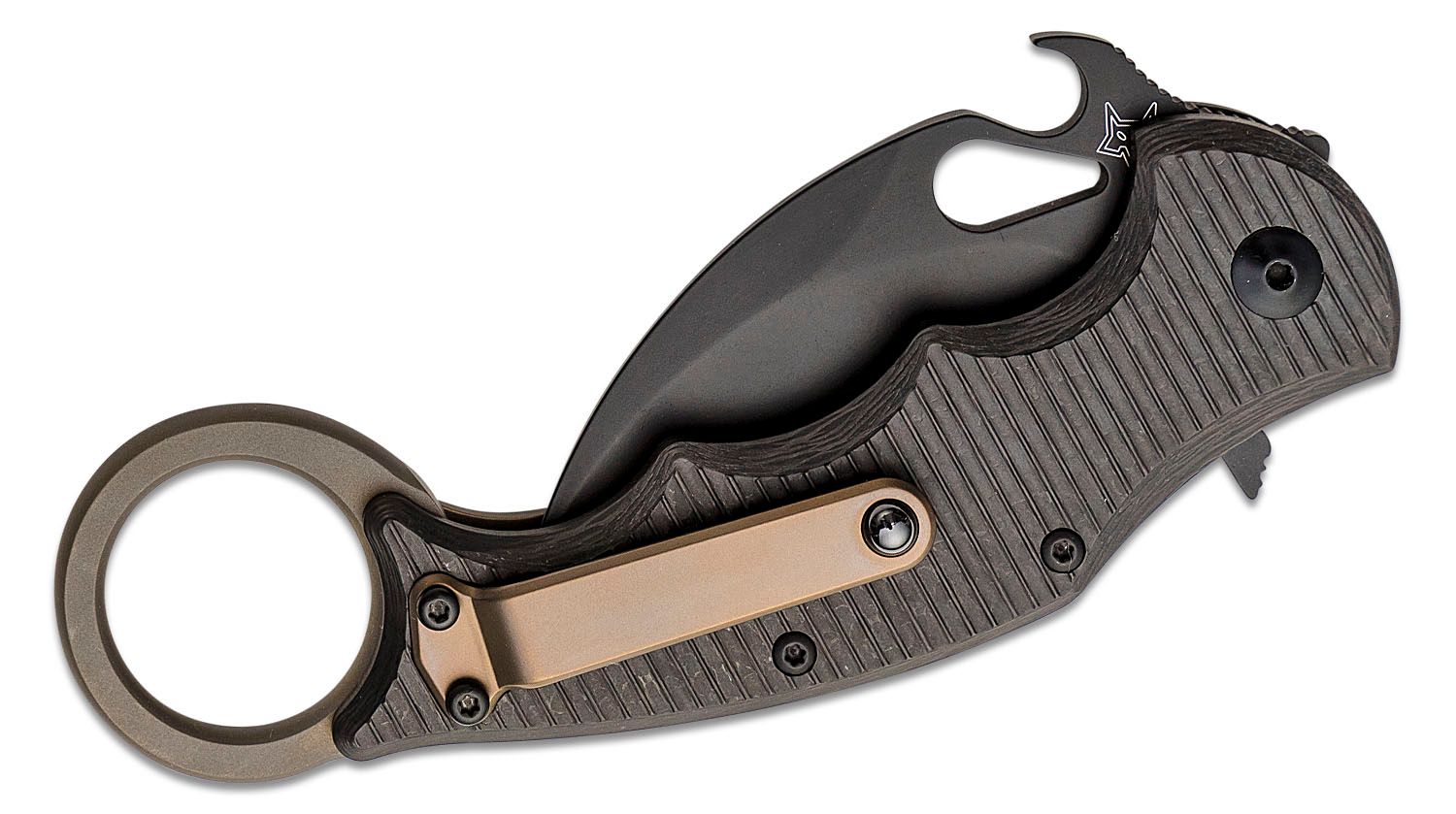 FOX Brighten Ed Folding Karambit BB-599TICL Carbon Fiber & Titanium Knife -  FX-599TICL-BB