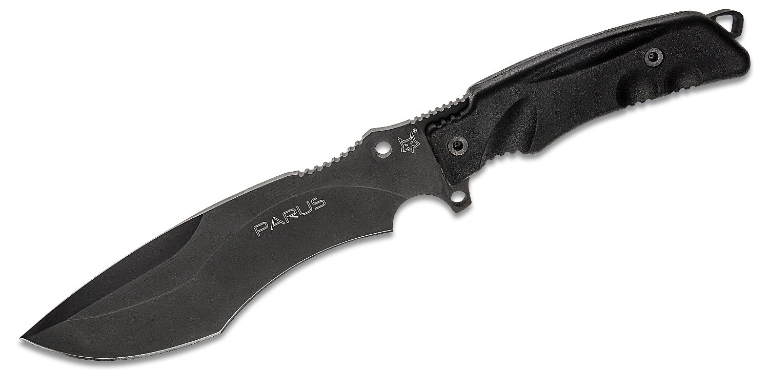 Fox FX-9CM06 Parus Fixed Blade Knife 6.89 N690 Black Cerakote Recurve Blade,  Black Forprene Handle, Nylon Sheath - KnifeCenter - 02FX095