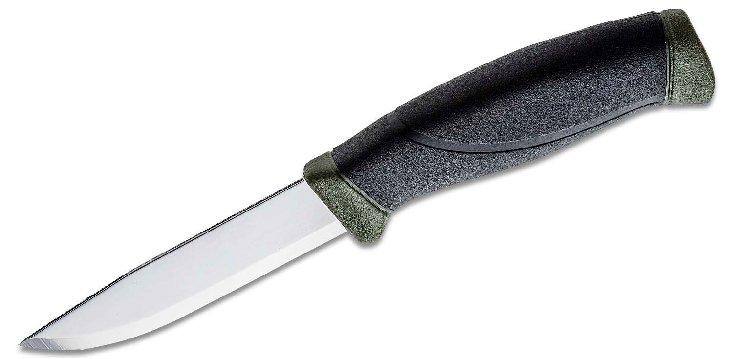 Morakniv Mora of Sweden Military Green Companion Knife 4.1 Carbon Steel  Blade, Black Rubber Handle - KnifeCenter - M-11863