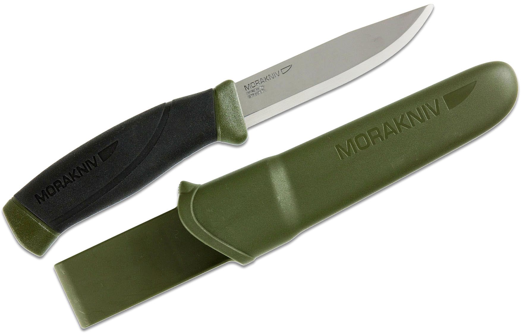 Morakniv Mora of Sweden Military Green Companion Knife 4.1 Stainless Steel  Blade, Black Rubber Handle - KnifeCenter - M-12215