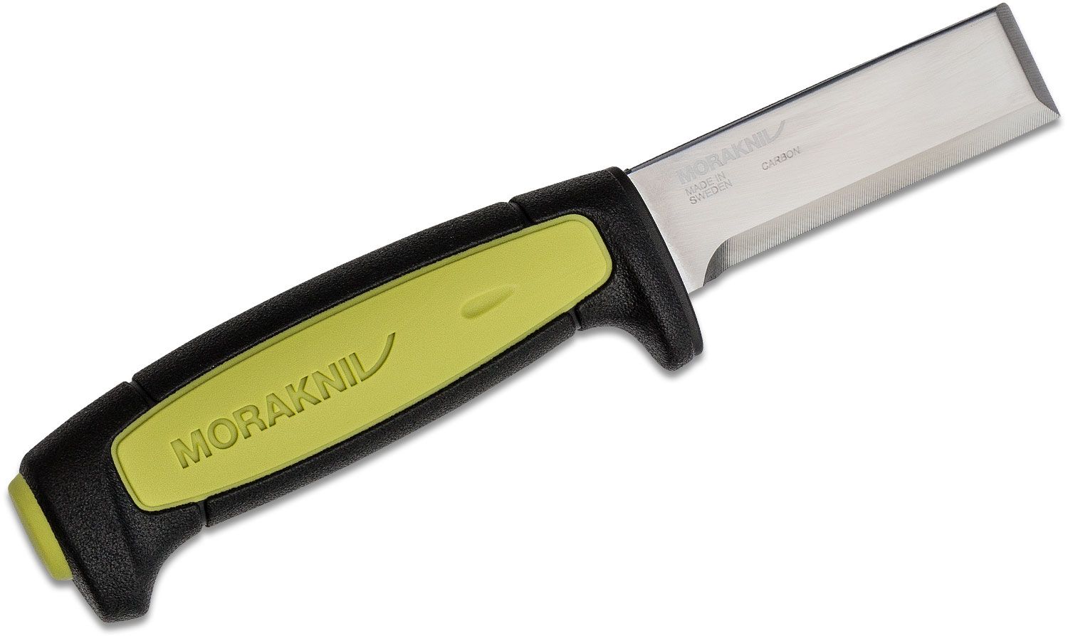 Knife Wood Morakniv Chisel Fixed Steel 75 mm handle rubber green / black