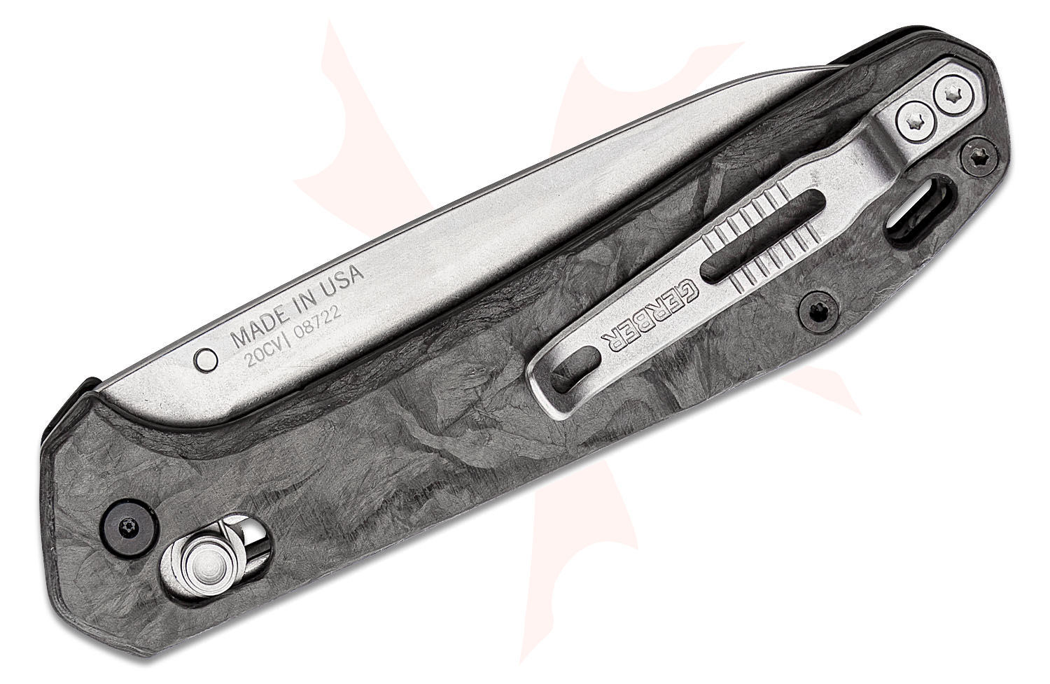 Gerber Reserve Savvy Pivot Lock Folding Knife 3.5" CPM20CV Satin Wharncliffe Blade, Carbon