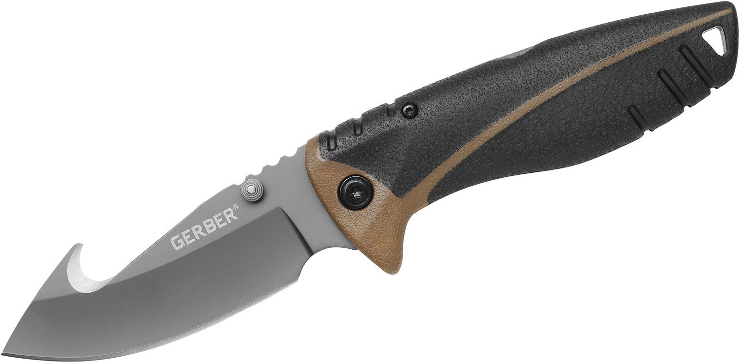 Gerber Myth Gut Hook Folder 3.5 Blade, Plastic Sheath, Carbide Sharpener -  KnifeCenter - 31-001160 - Discontinued