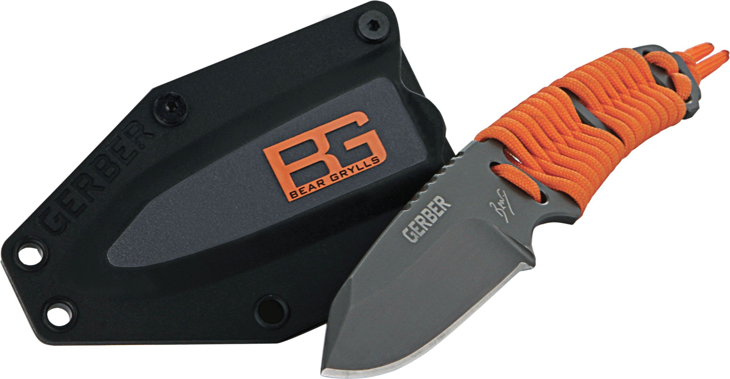 Gerber Bear Grylls Paracord Fixed 3.25" Plain Blade, Plastic Sheath - KnifeCenter -