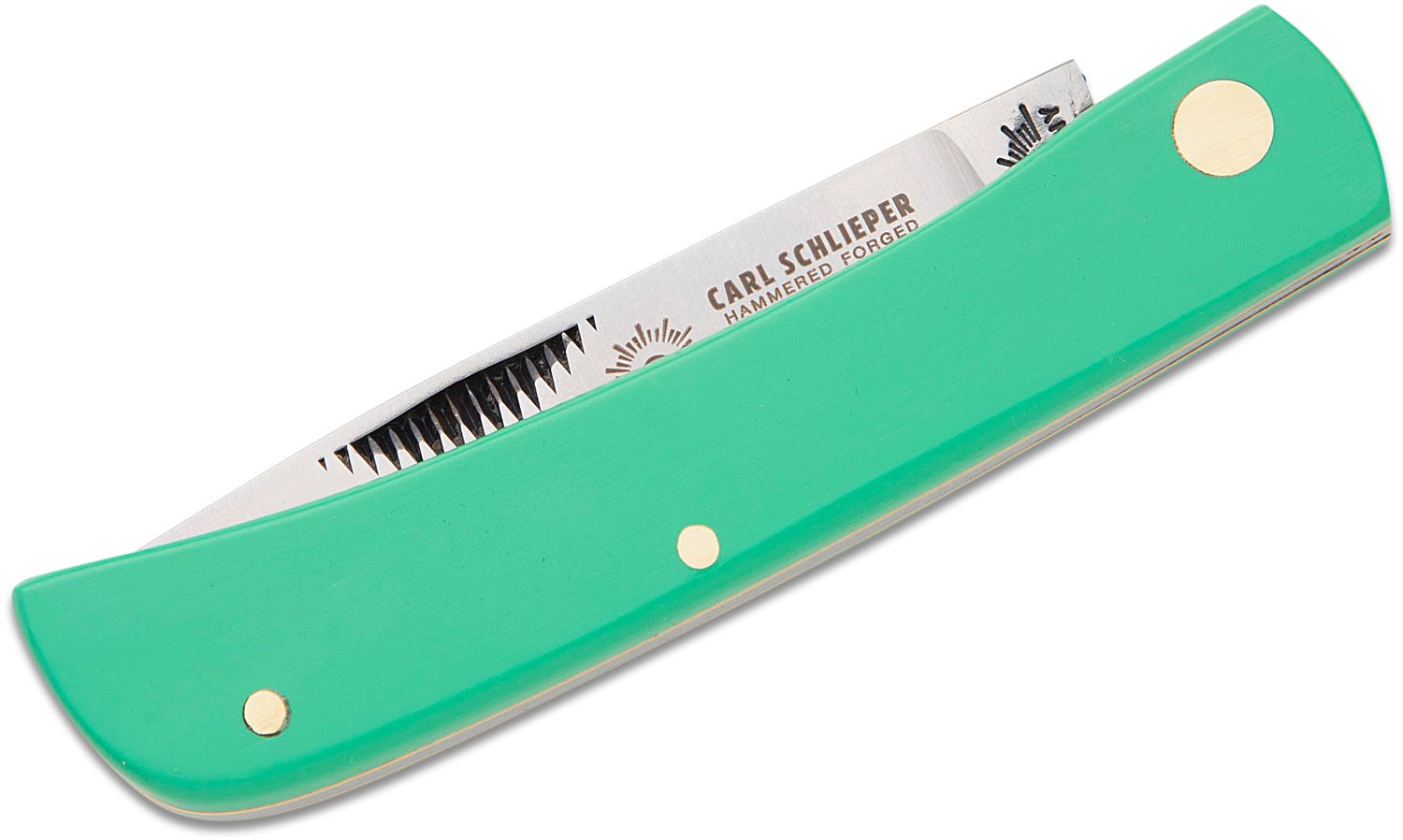 German Eye Brand Carl Schlieper Clodbuster Jr. Folding Knife 2.875 Blade,  Green Celluloid Handles - KnifeCenter - 99JRG