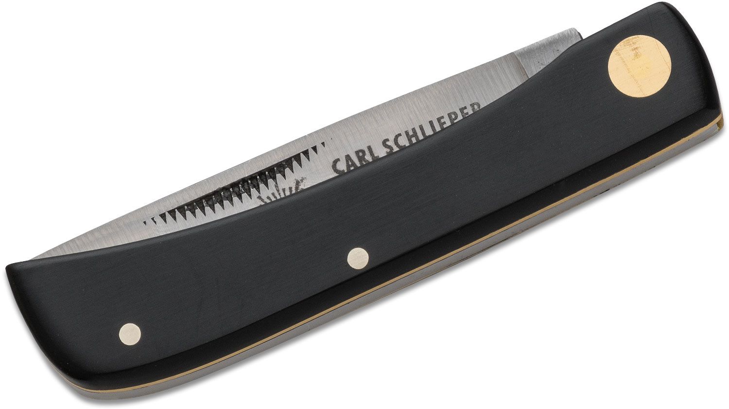 German Eye Brand Carl Schlieper Clodbuster Jr. Folding Knife 2.875 Blade,  Black Celluloid Handles - KnifeCenter - 99JRBL - Discontinued