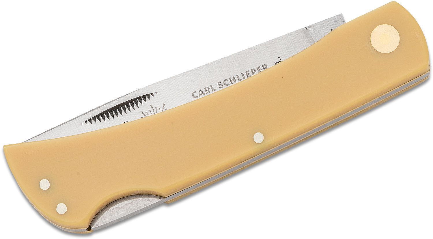 GERMAN EYE BRAND - CLODBUSTER {LARGE} ETCHED BLADE - 4 5/8 CLOSED LENGTH -  YELLOW SYNTHETIC