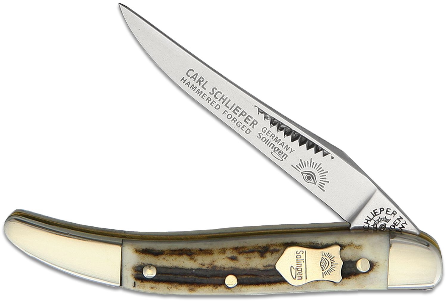 German Eye Brand Toothpick 3 Closed, Stag Handles - KnifeCenter