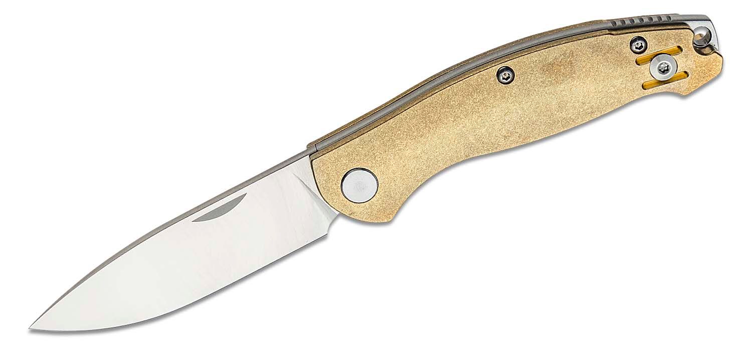 GiantMouse ACE Farley Slipjoint Folding Knife 2.75 M390 Satin Blade, Brass  Handles - KnifeCenter - FARLEY-BRASS