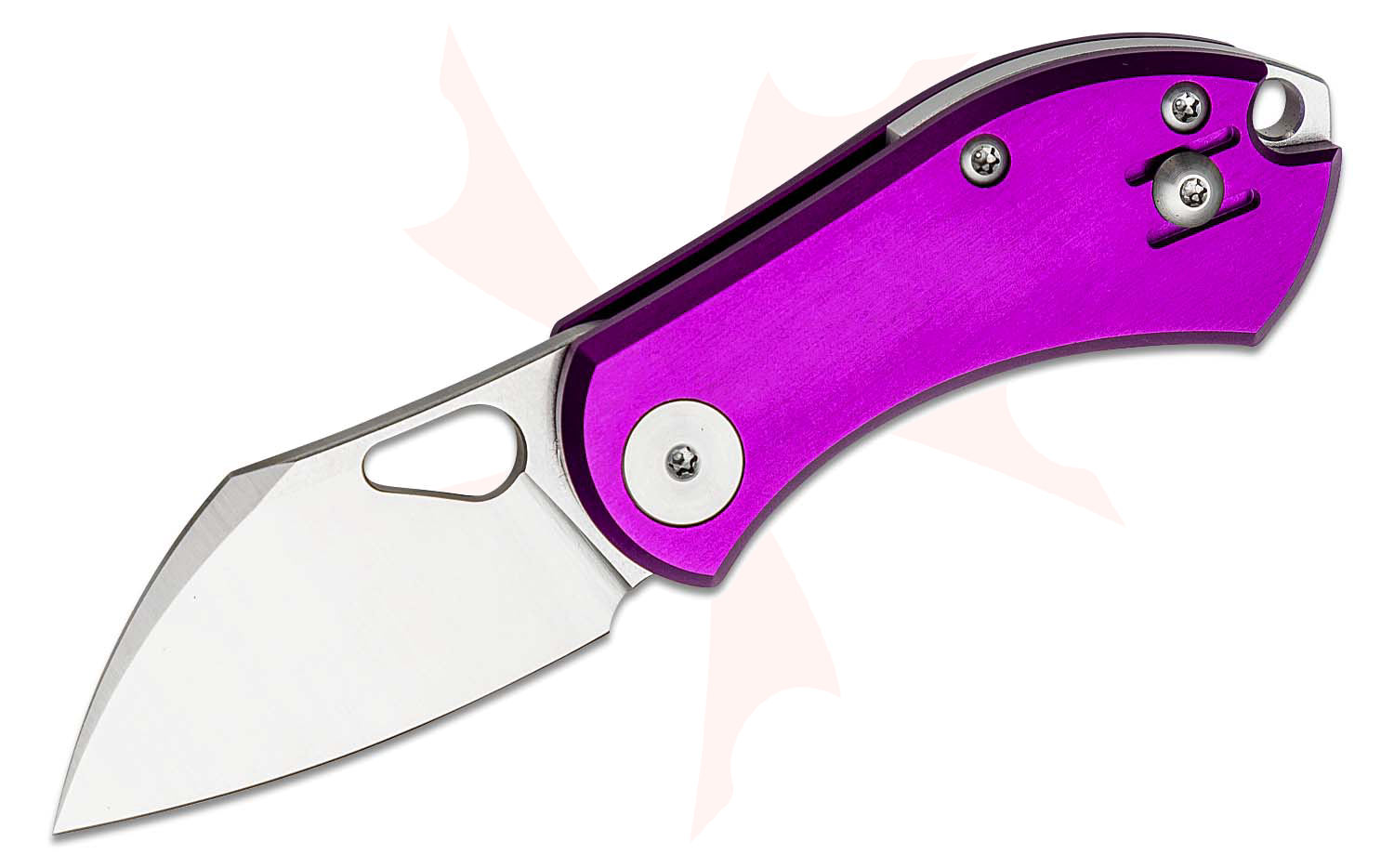 GiantMouse ACE Nibbler Folding Knife 2" N690 Satin Sheepsfoot Blade, Purple Aluminum Handles