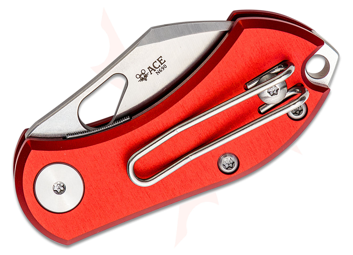 GiantMouse ACE Nibbler Folding Knife 2" N690 Satin Sheepsfoot Blade, Red Aluminum Handles