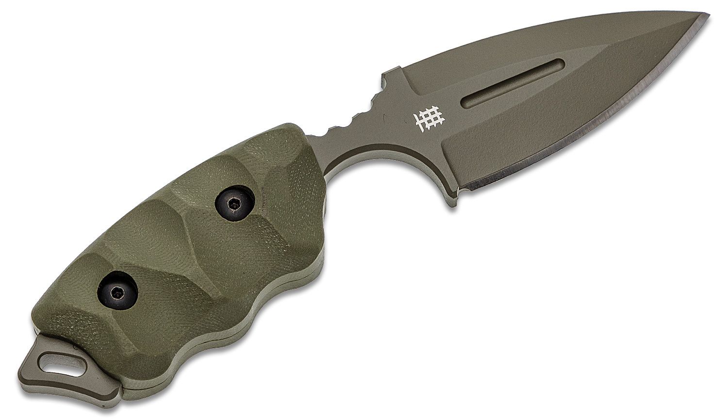 Halfbreed Blades Compact Clearance Fixed Blade Knife - 4.01 D2 OD Green  Combo Edge Dagger Blade, G10