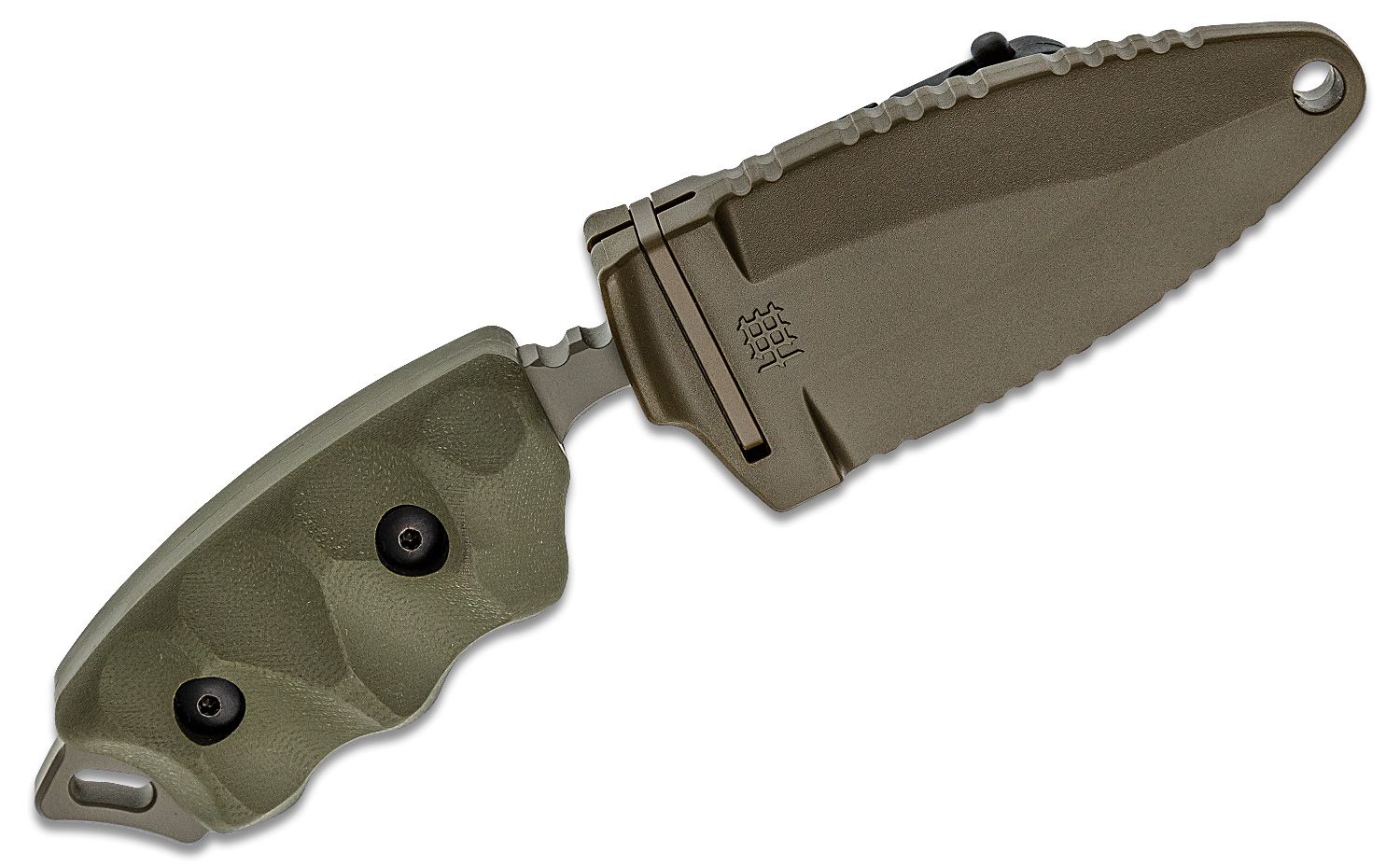 Halfbreed Blades Compact Clearance Fixed Blade Knife - 4.01 D2 OD Green  Combo Edge Dagger Blade, G10