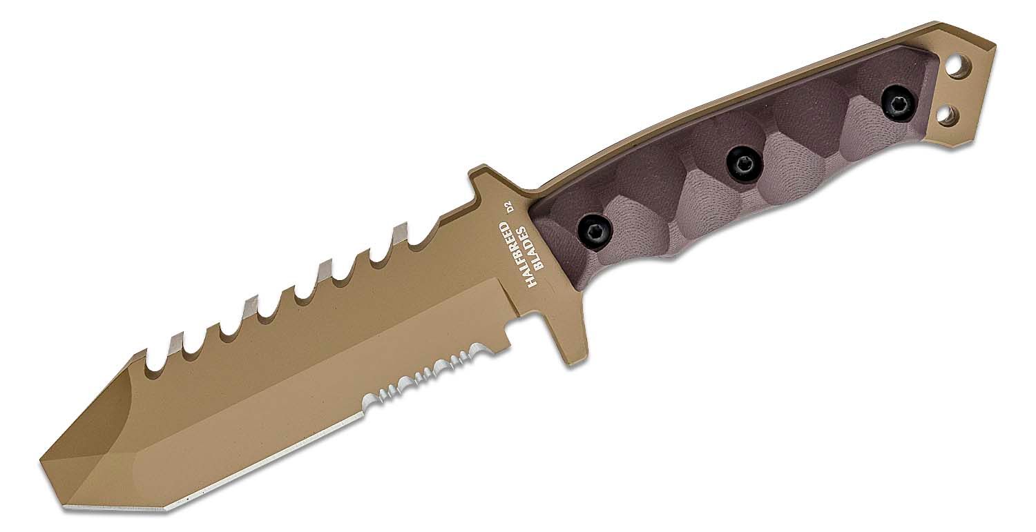 Halfbreed Blade Emergency Rescue Fixed Blade Knife Desert Earth