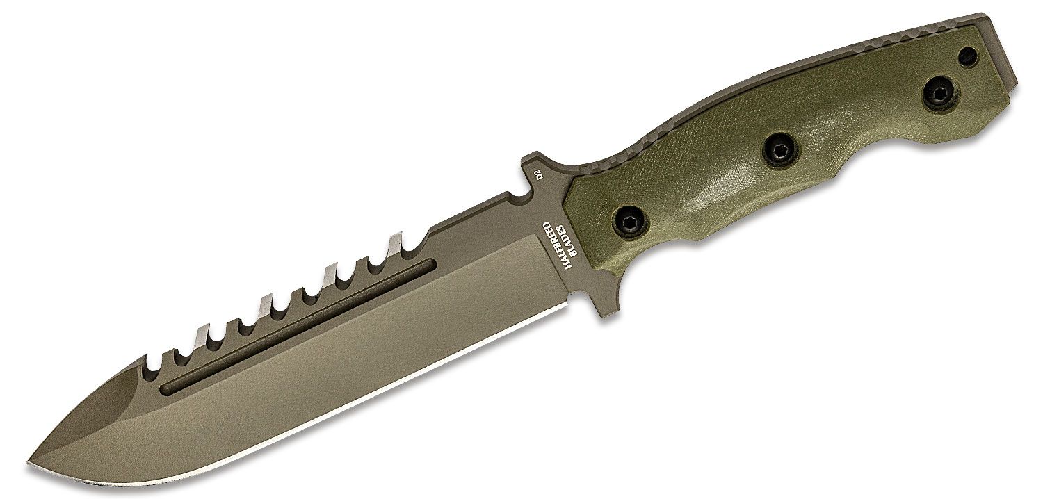 Black Serrated Sawback Knife
