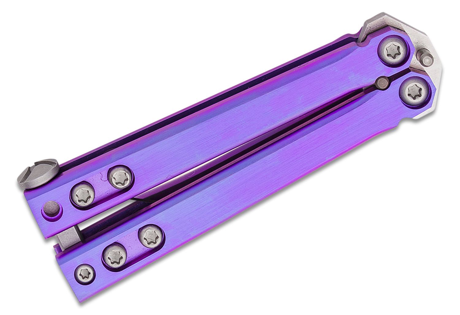 Heed Industries: CFX Mini Balisong - Blue Anodized Titanium - CPM-20CV