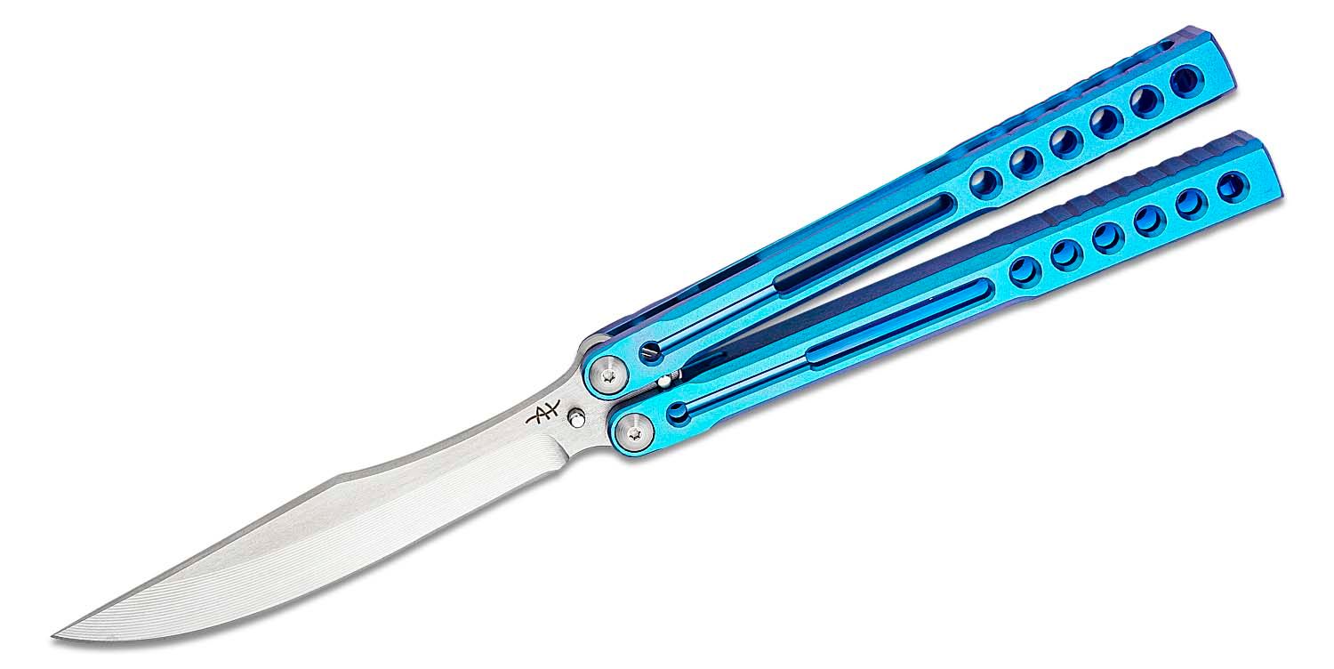 Balisong Butterfly Practice Knife with Blue Twist Style Hand