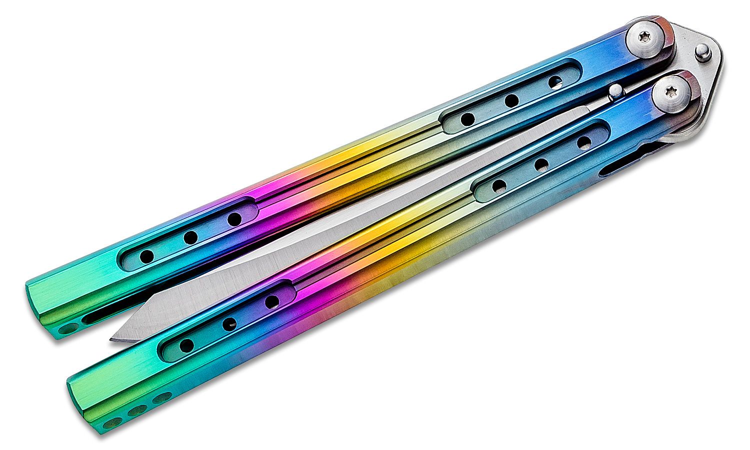 THIRD BUTTERFLY KNIFE PATTERN RAINBOW BLADE 13CM - Wicked Store