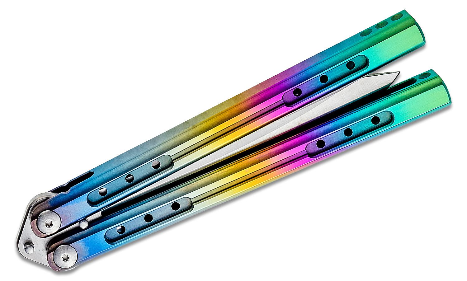 THIRD BUTTERFLY KNIFE PATTERN RAINBOW BLADE 13CM - Wicked Store