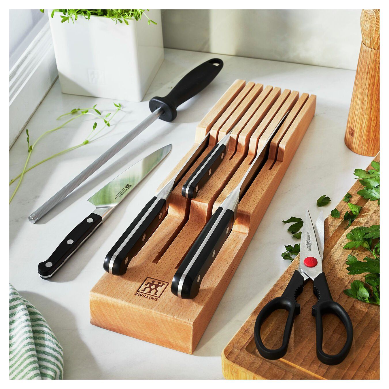 7-piece Wooden Handle Kitchen Knife Set Kitchen Scissors