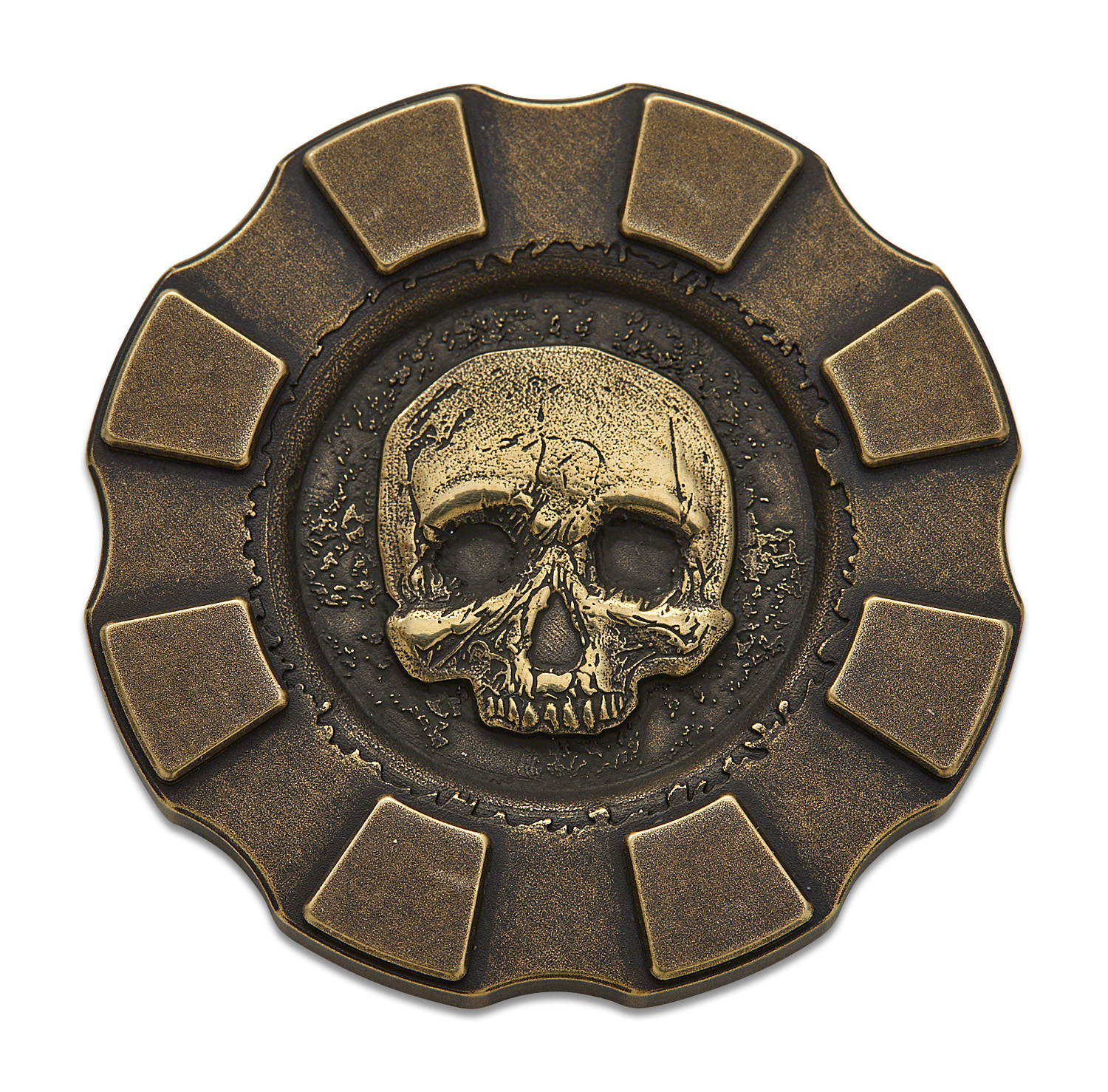HiTex Gear Brass Raven the Pirate Skull & Compass Poker Chip
