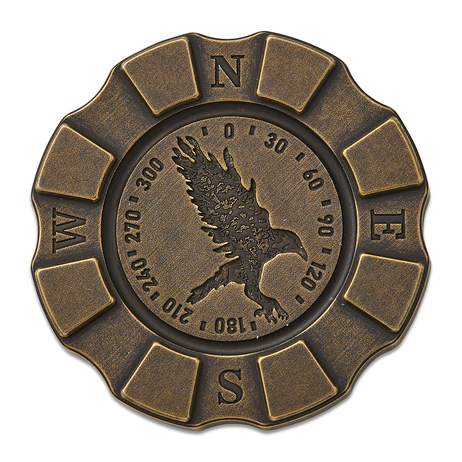 HiTex Gear Brass Raven the Pirate Skull & Compass Poker Chip