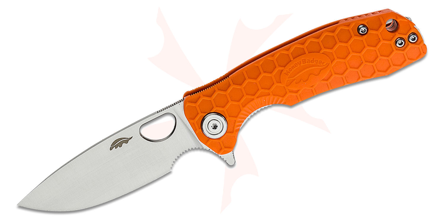 PEGGY HUYNH KINH オレンジ蛇模様レザーファイル Honey Badger HB1035 Small Flipper Knife 2.81