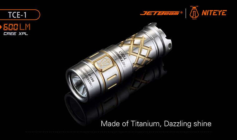 JETBeam TCE-1 Limited Edition 24K Gold Plated Titanium LED Flashlight  Bundle, 600 Max Lumens - KnifeCenter - Discontinued