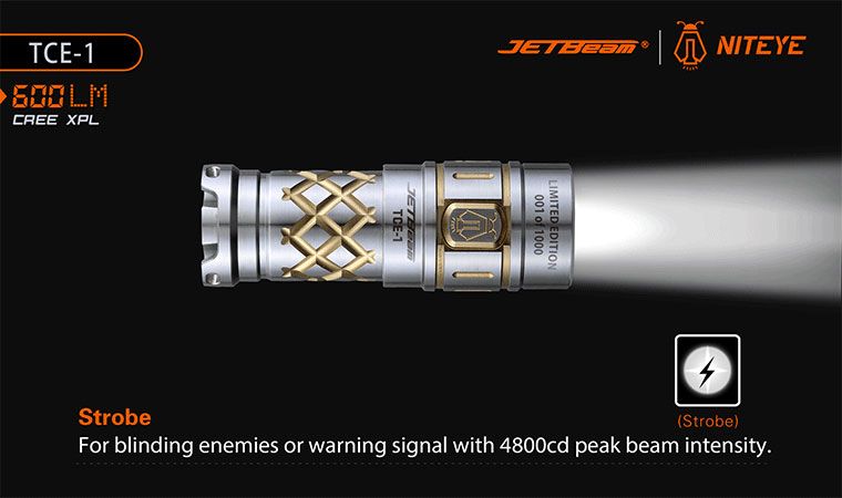 JETBeam TCE-1 Limited Edition 24K Gold Plated Titanium LED Flashlight  Bundle, 600 Max Lumens - KnifeCenter - Discontinued