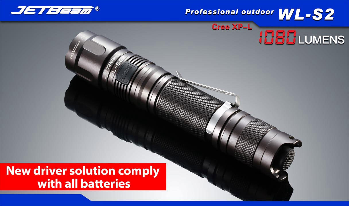 JETBeam WLS2 Aluminum LED Flashlight 2x16340, 1080 Max Lumens KnifeCenter Discontinued