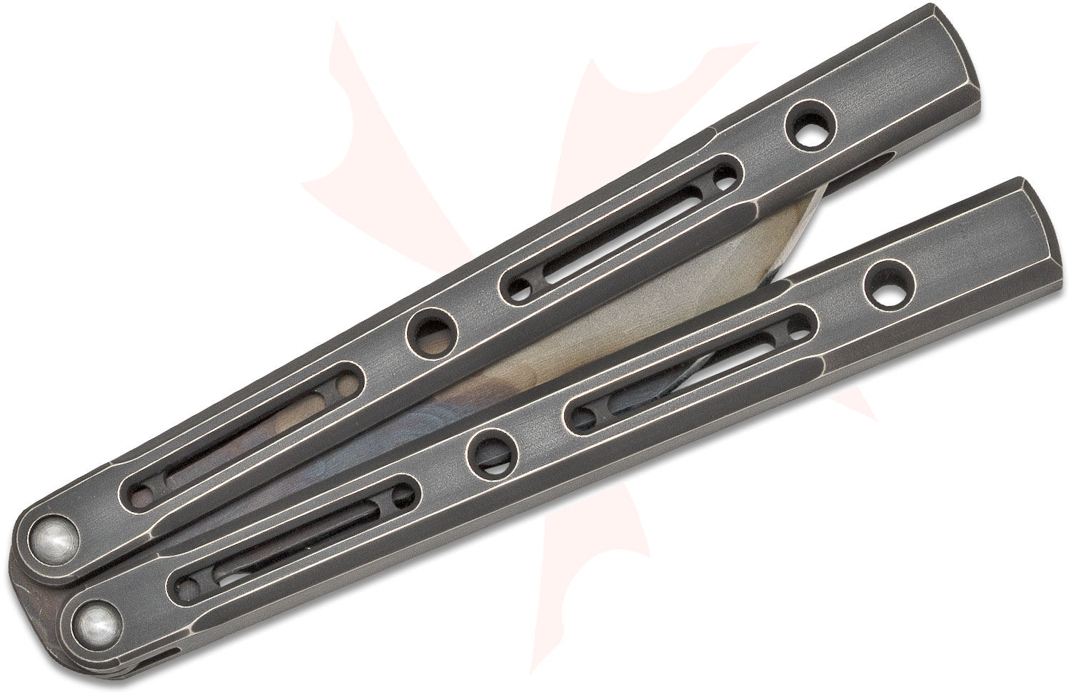 JK Designs/Joseph Hansen Custom Monarch #028 Butterfly Knife 4.375 jk-designs-joseph-hansen-custom-monarch-028-butterfly-knife-4-375-s35vn-natural-blade-integral-blackened-titanium-handles-bearing-pivot-knifecenter-discontinued