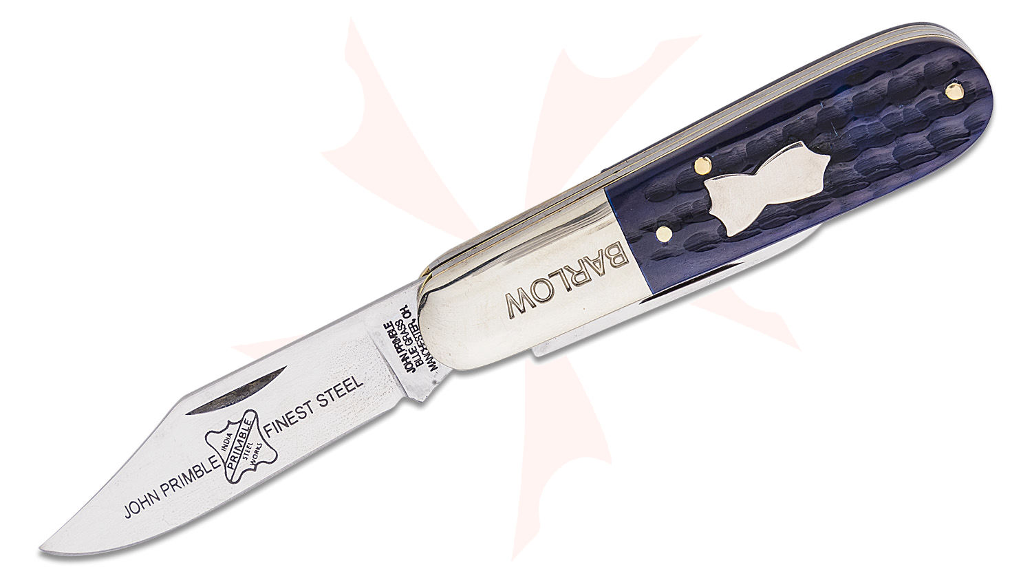 John Primble Bluegrass Barlow Slipjoint Pocket Knife, 2 Carbon Steel