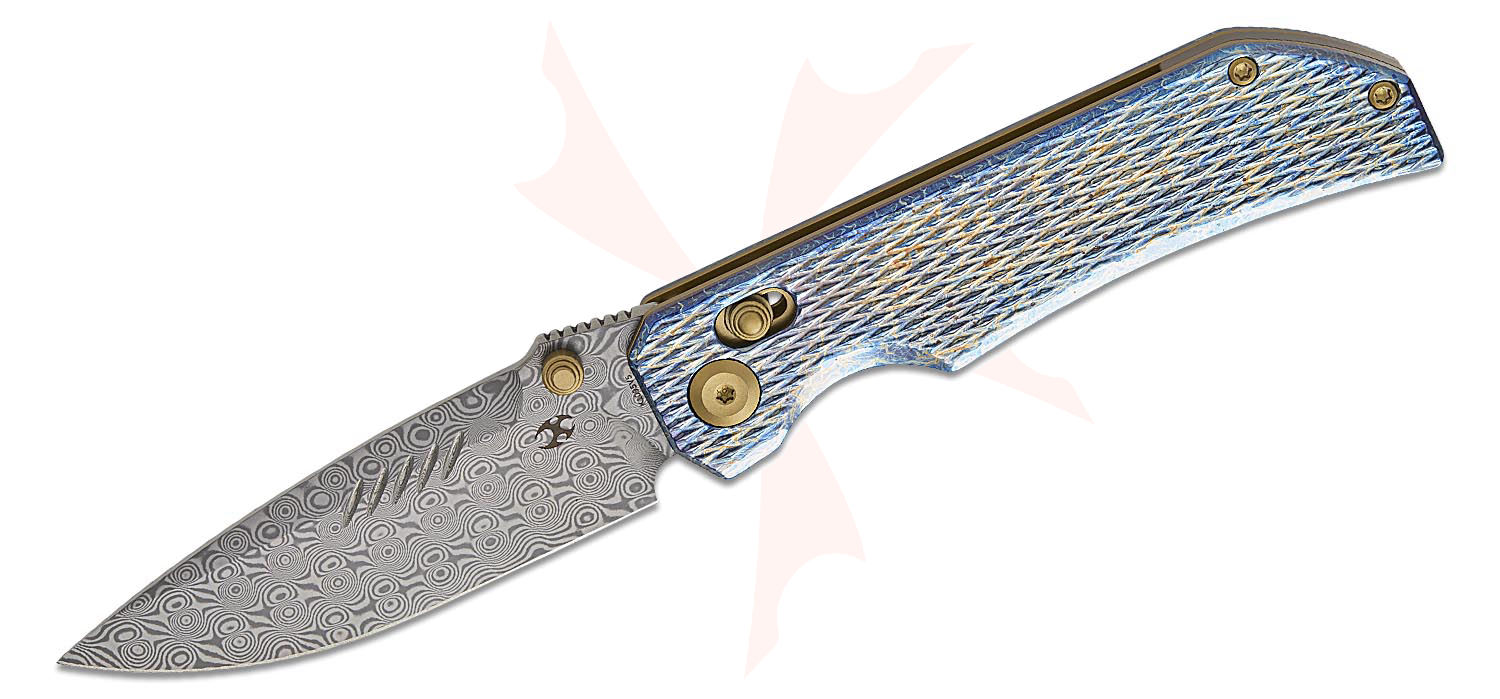 Kansept Knives Eaglestrike Crossbar Folding Knife 3.73 CPM-S35VN Stonewashed Drop Point Blade, Bead Blasted Titanium Handles - - K1095V3