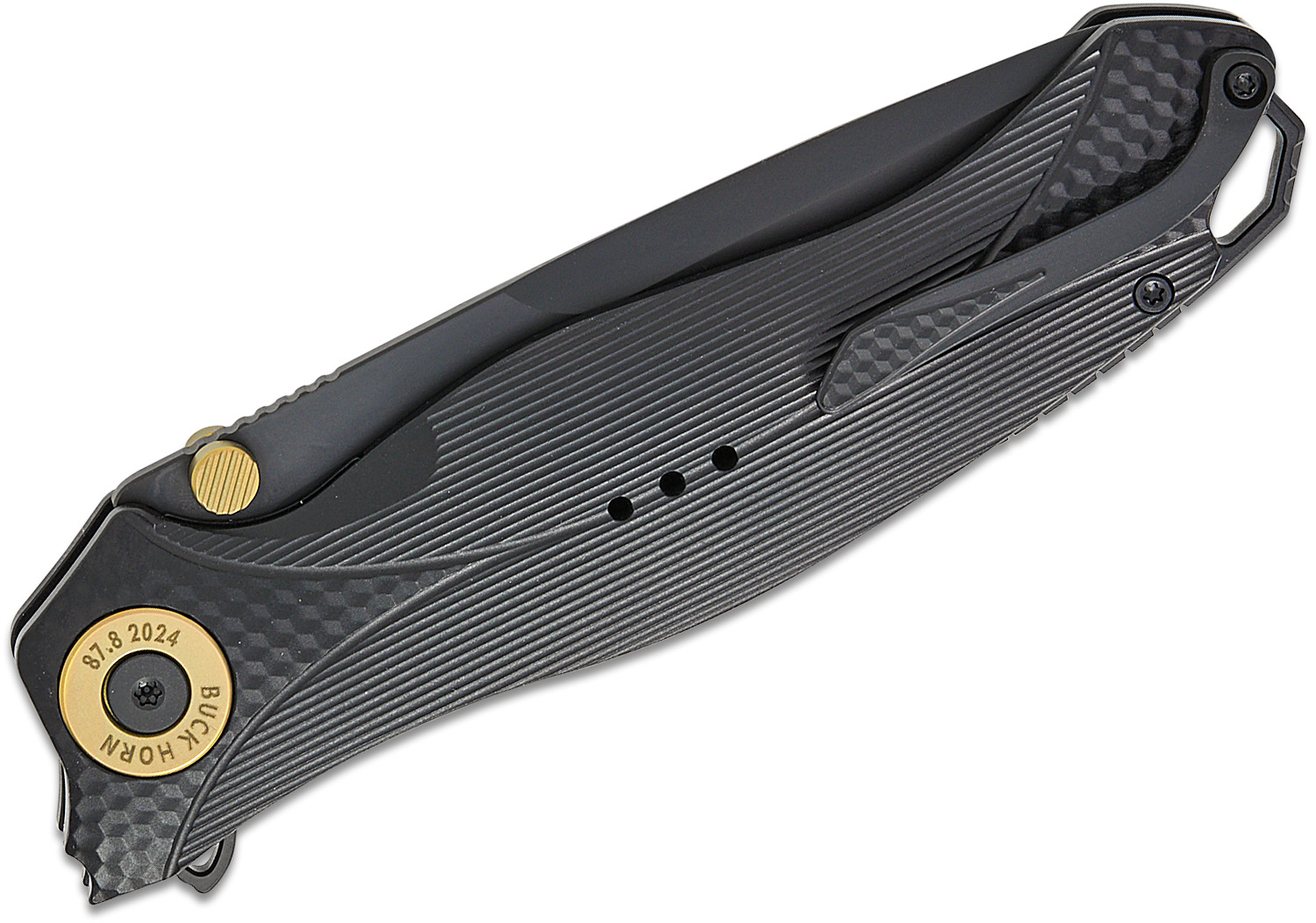 kaebonny 
新品タグ付き⭐︎Gジャン ブラックデニムジャケット 黒 ダーク Karbon Knives Ken Onion Buck Horn Liner Lock Flipper Knife 3.75