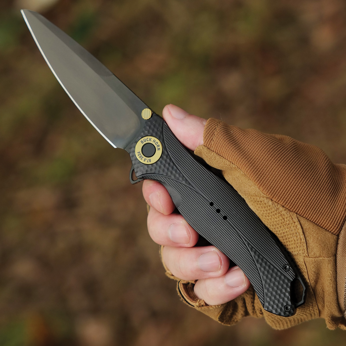 kaebonny 
新品タグ付き⭐︎Gジャン ブラックデニムジャケット 黒 ダーク Karbon Knives Ken Onion Buck Horn Liner Lock Flipper Knife 3.75