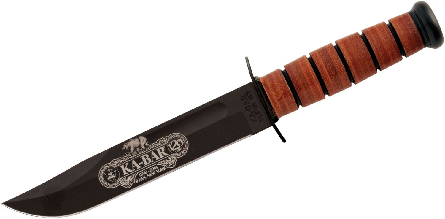 Ka Bar 9190 Commemorative Fighting Knife 1th Anniversary Us Army 7 Plain Blade Leather Handles Leather Sheath Knifecenter