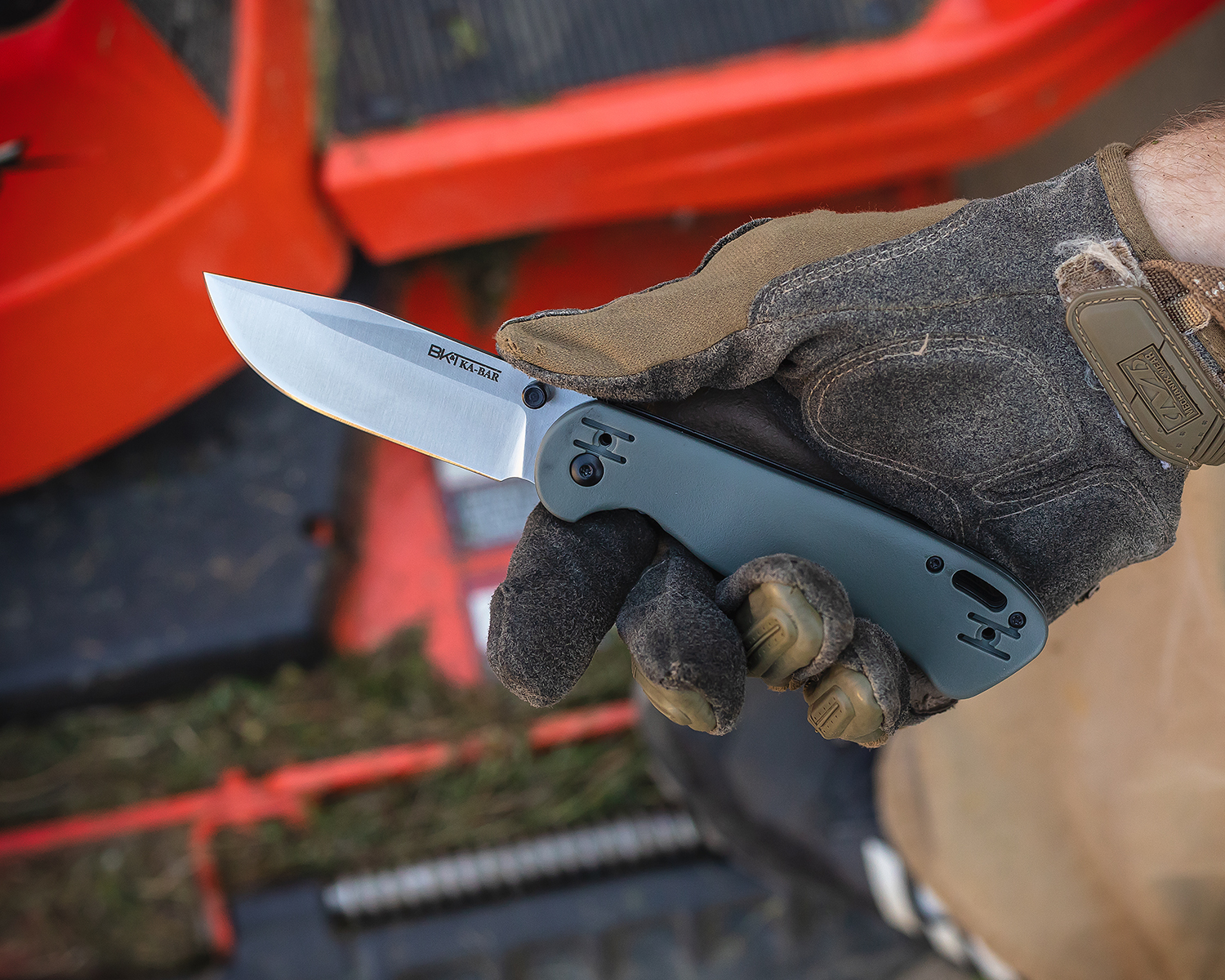 KABAR BK40D2 Becker Folding Knife 3.56" D2 Clip Point Blade, Gray GFN