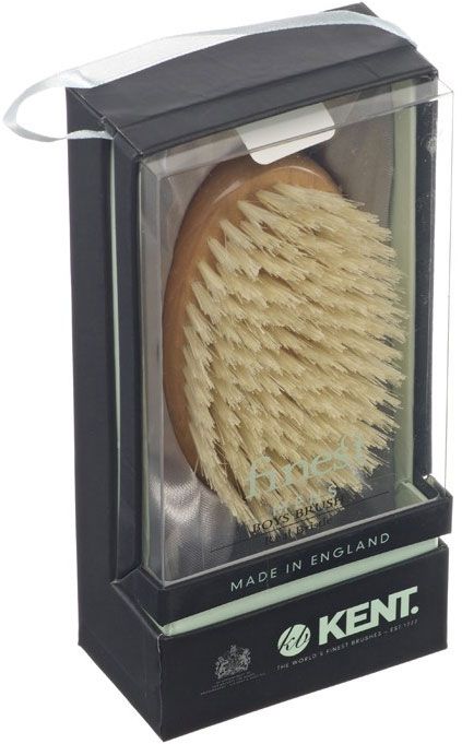 Kent Brushes MC4 Oval Cherry Wood, Travel Size, Pure White Bristle Hair ...