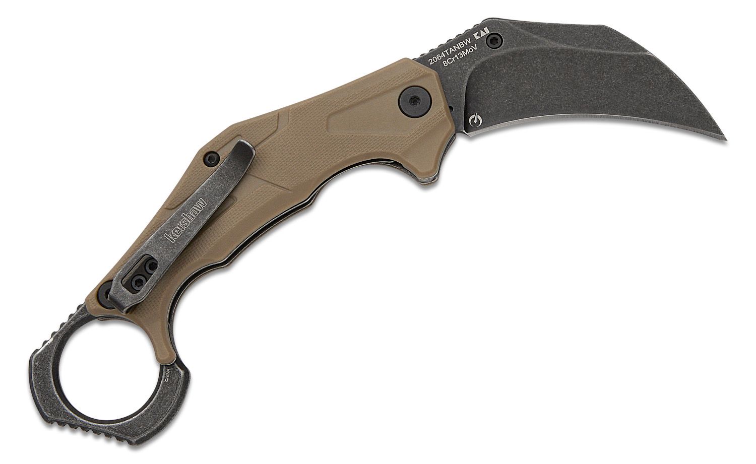 Kershaw Outlier Linerlock Folding Knife Tan GFN Handle 8Cr13MoV Plain Edge  Stonewash Finish KS2064TANSW