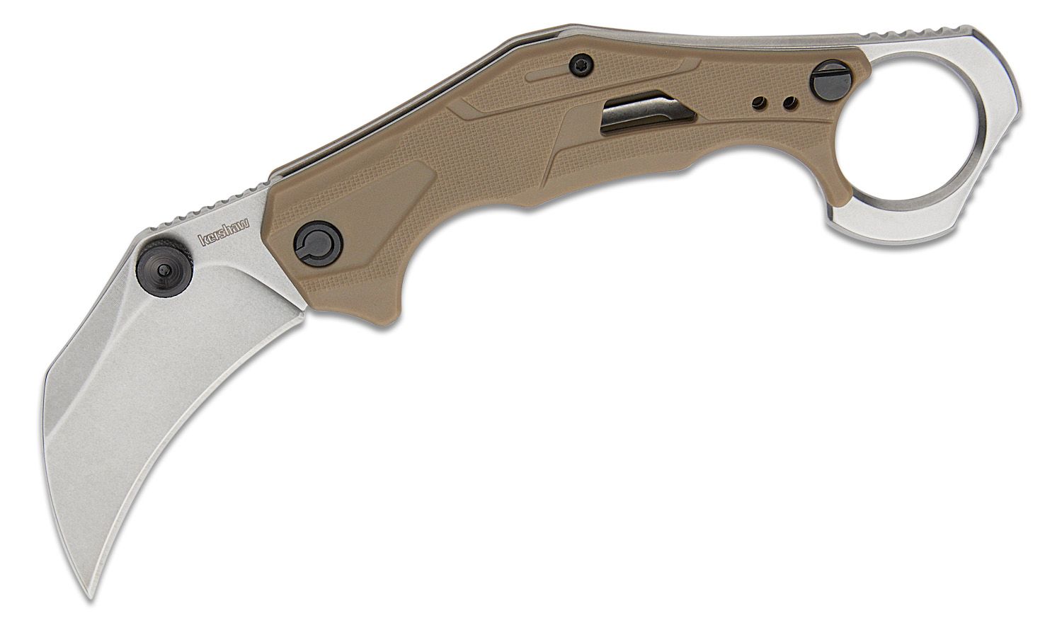 Kershaw Outlier Linerlock Folding Knife Tan GFN Handle 8Cr13MoV Plain Edge  Stonewash Finish KS2064TANSW