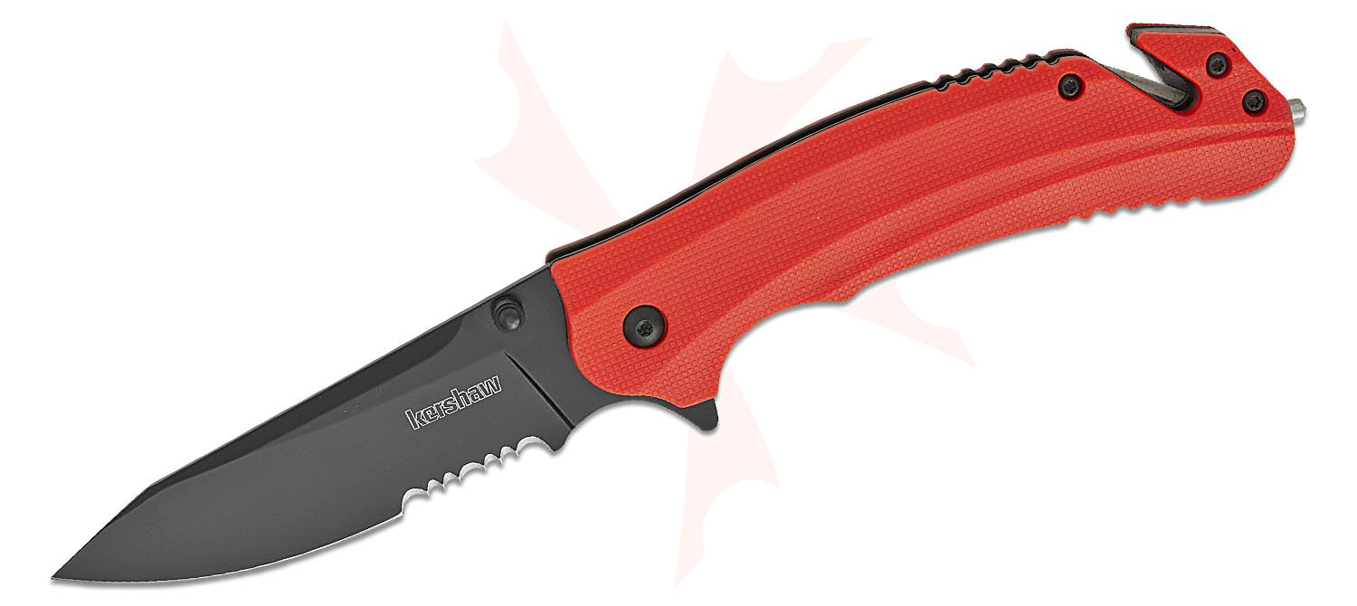 Kershaw Barricade folding knife open on white background