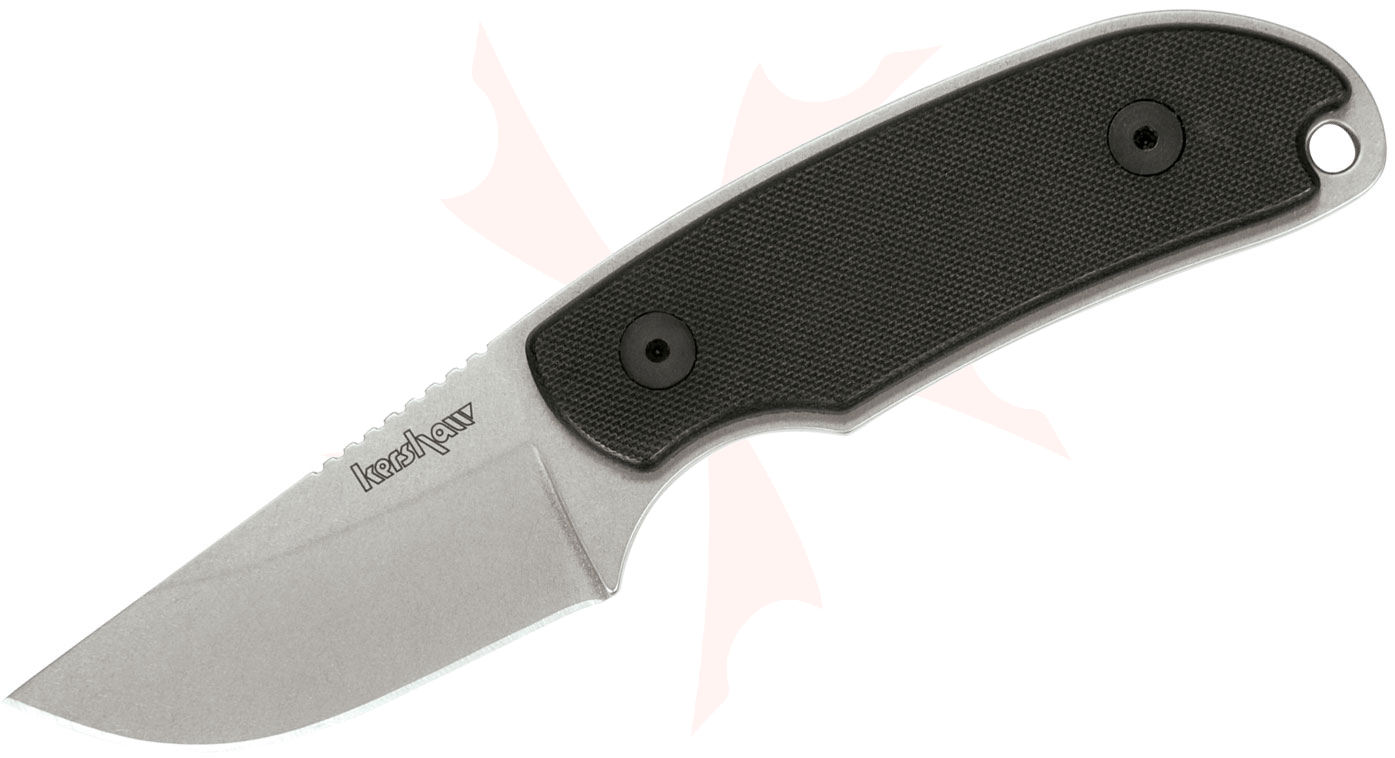 Kershaw 1080 Skinning Knife 23/8" Stonewash Blade, Black G10 Handles