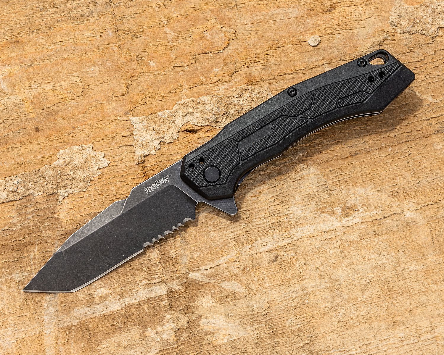  Kershaw Analyst Tanto Pocket Knife, 3.25 8Cr13MoV Steel Blade,  assisted opening, Liner Lock Folder EDC,Black : Tools & Home Improvement