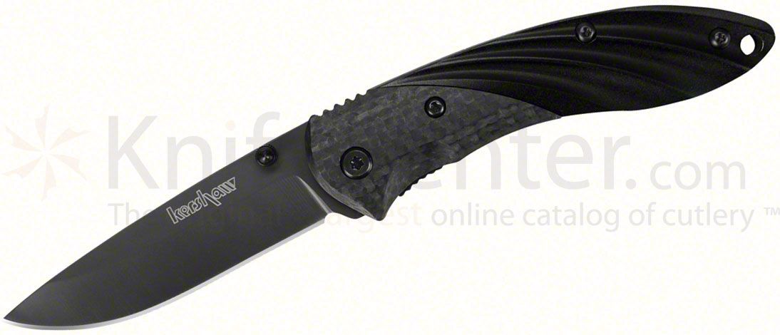 Kershaw 3700 Kurai Folding 2 1 2 Black Plain Blade Carbon Fiber