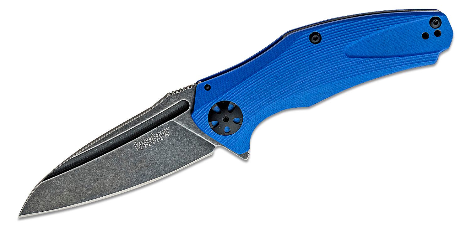 Kershaw 7007BLUBW Natrix Assisted Flipper Knife 3.25 BlackWashed Drop  Point Blade, Blue G10 Handles - KnifeCenter