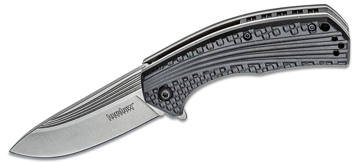 Kershaw 8600 Portal Assisted Flipper 3.3&quot; Stonewashed Blade, Zytel Handles  - KnifeCenter